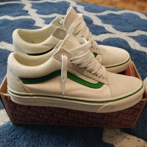 Vans White and Green Sneakers